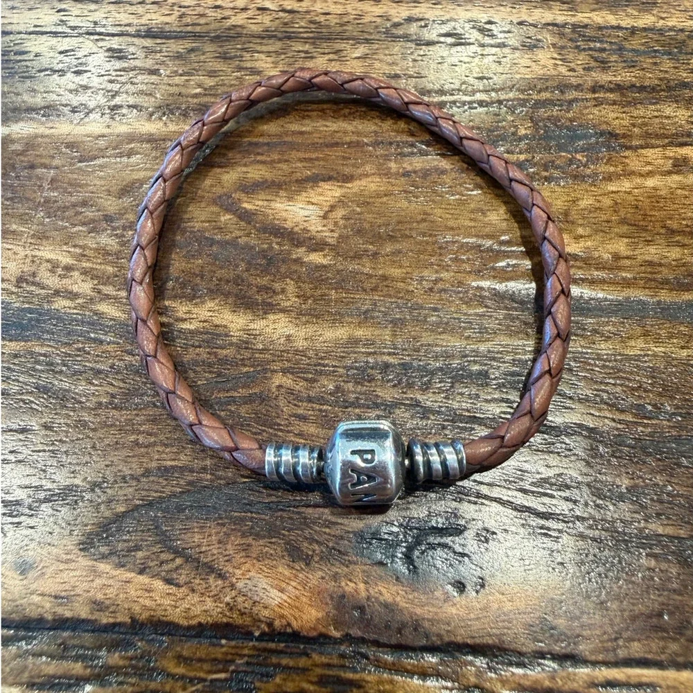 Pandora Moments Brown Leather and Silver Bracelet, 7